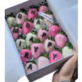 20pcs Pink & White Chocolate Strawberries Gift Box (Custom Wording)